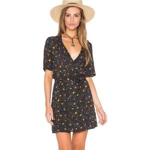 Faithfull The Brand Luna Wrap Mini Dress In Odessa Print Black White Tie Waist 2